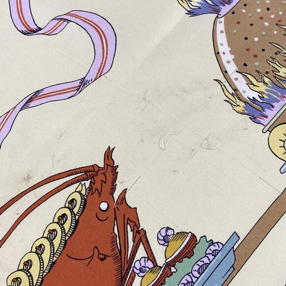 Auth HERMES Carre 90 - Light Blue Cream Multi Scarf - Picture 7 of 7